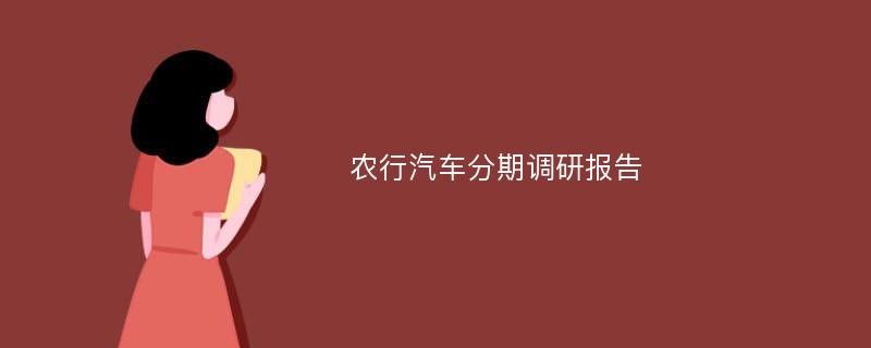 农行汽车分期调研报告