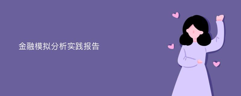 金融模拟分析实践报告