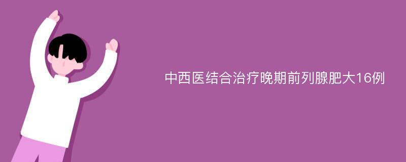 中西医结合治疗晚期前列腺肥大16例